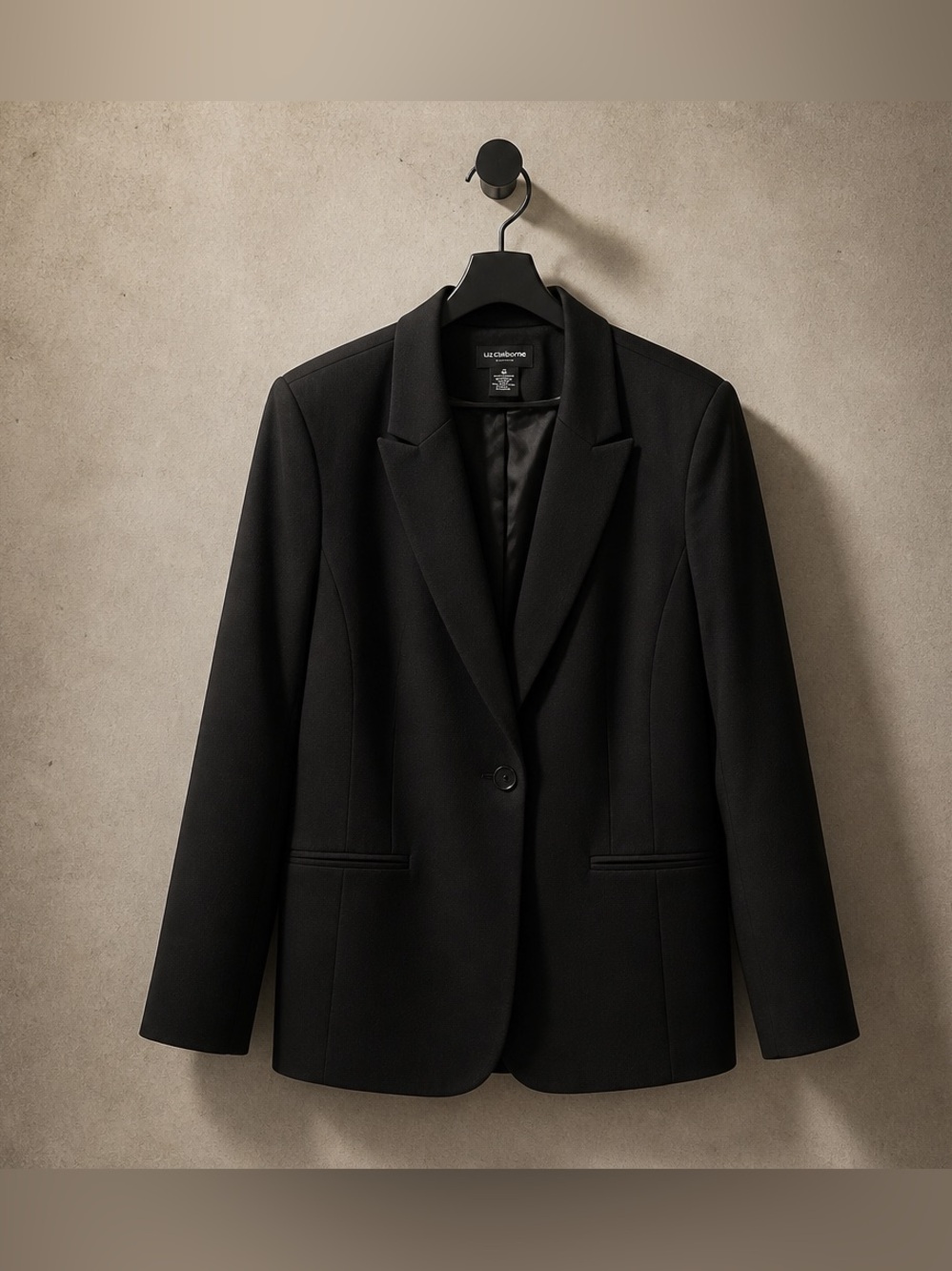 Liz Claiborne Black Tailored Single-Button Blazer